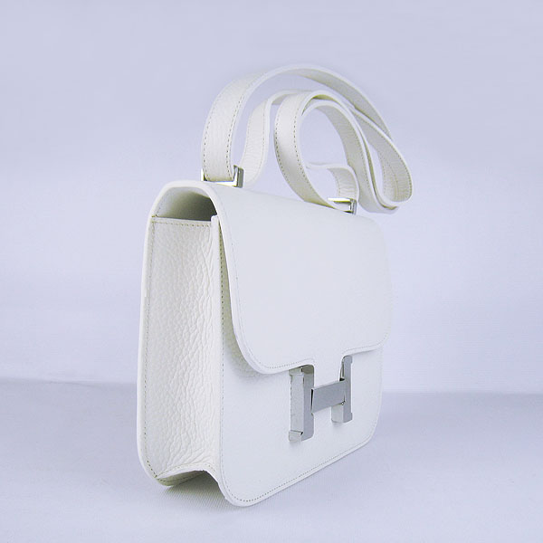 7A Hermes Oxhide Leather Message Bag White H017 - Click Image to Close